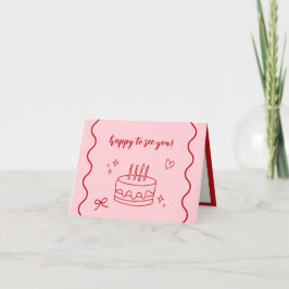 Tarjeta De Agradecimiento Cumpleaños rojo y rosa