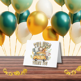 Tarjeta De Agradecimiento Cumpleaños safari animales dos niños salvajes 