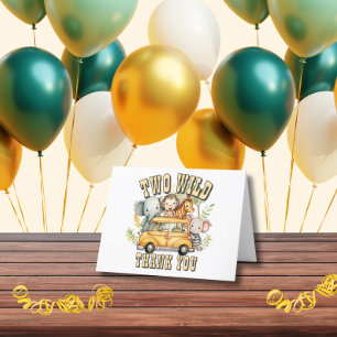 Tarjeta De Agradecimiento Cumpleaños safari animales dos niños salvajes 