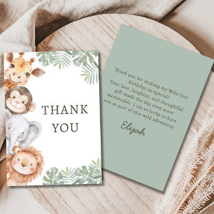 Tarjeta De Agradecimiento Cumpleaños salvaje del niño Safari 1er