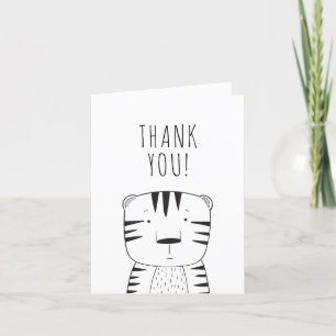 Tarjeta De Agradecimiento Cumpleaños Salvaje Lindo Tigre Blanco y Negro