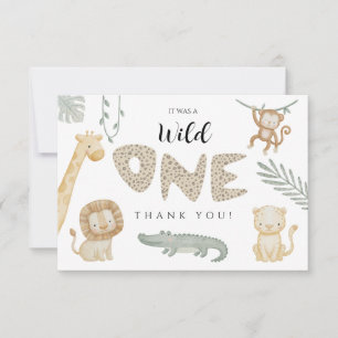 Tarjeta De Agradecimiento Cumpleaños Salvaje Safari de Animales en la Jungla