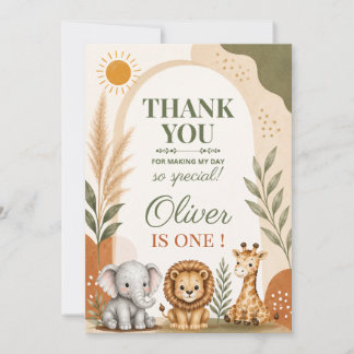 Tarjeta De Agradecimiento Cumpleaños Salvaje Safari Primero