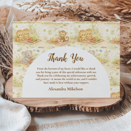 Tarjeta De Agradecimiento Cumpleaños Salvaje Suave Neutral Uno en la Jungla