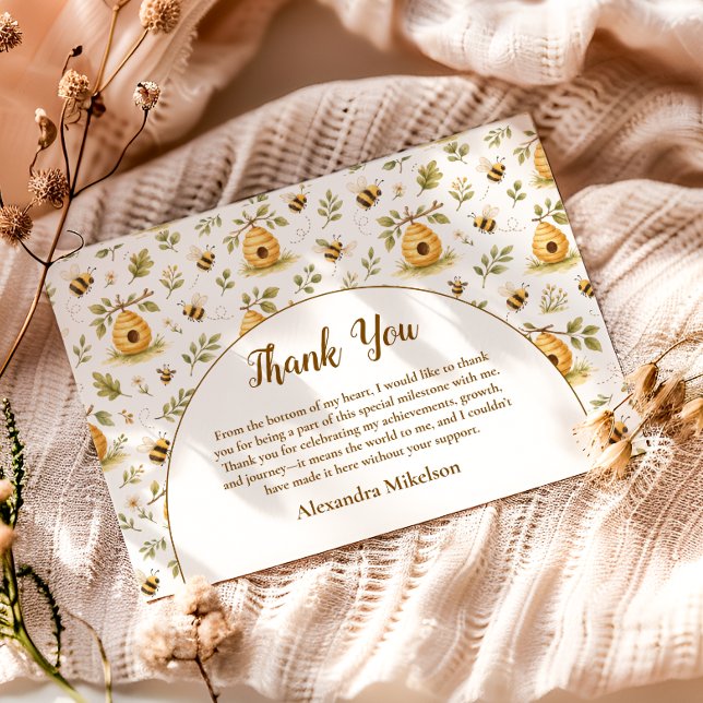 Tarjeta De Agradecimiento Cumpleaños Salvaje Uno Abeja Miel Dulce (Subido por el creador)