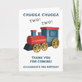Tarjeta De Agradecimiento Cumpleaños Segundo del Tren Chugga Two Two