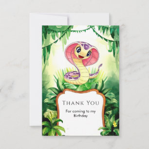 Tarjeta De Agradecimiento Cumpleaños Serpiente del Bosque de los Niños