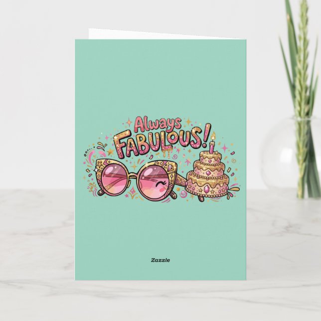 Tarjeta De Agradecimiento Cumpleaños Siempre Fabuloso con Brillo (Reverso)