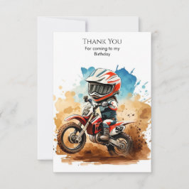 Tarjeta De Agradecimiento Cumpleaños Simple Boho de Motocicleta