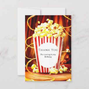 Tarjeta De Agradecimiento Cumpleaños simple de Boho Popcorn