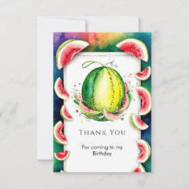 Tarjeta De Agradecimiento Cumpleaños Simple de Sandía para Niños