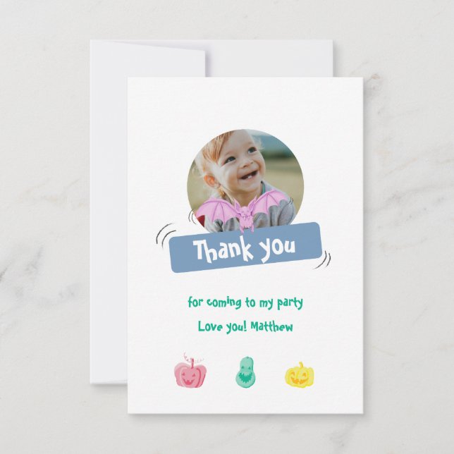 Tarjeta De Agradecimiento Cumpleaños temática de Halloween. Personalizado (Anverso)