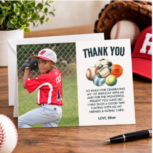 Tarjeta De Agradecimiento Cumpleaños Temático de Deportes 'Nacido para Jugar