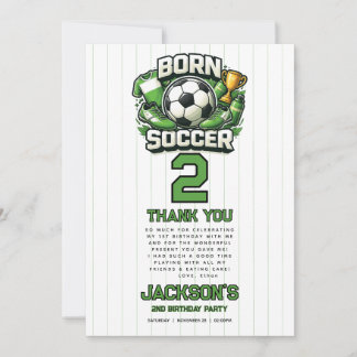 Tarjeta De Agradecimiento Cumpleaños Temático de Fútbol para Niño de 2 Años 