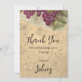 Tarjeta De Agradecimiento Cumpleaños Temático de Vino de Viñedo Antiguo Eleg