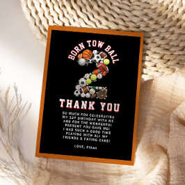 Tarjeta De Agradecimiento Cumpleaños Temático Deporte De Niño De 2 Años Cump