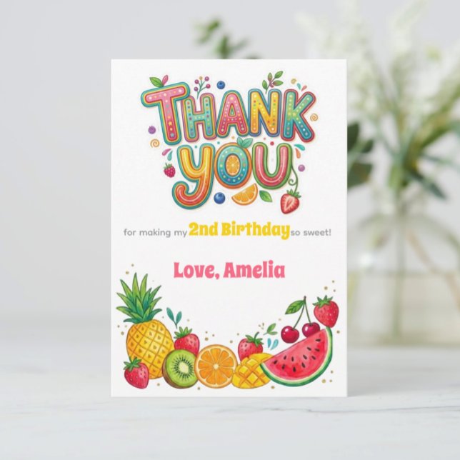 Tarjeta De Agradecimiento Cumpleaños Temático Two-tti Fruity (Subido por el creador)