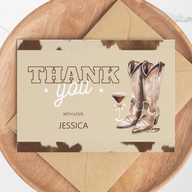 Tarjeta De Agradecimiento Cumpleaños Treinta Sucio País Occidental Rústico (Dirty Thirty Country Western Rustic 30th Birthday Thank You Card)