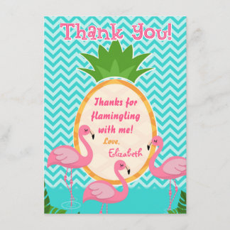 Tarjeta De Agradecimiento Cumpleaños tropical de Flamingle agradezcámosle