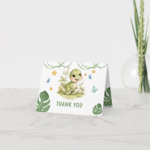 Tarjeta De Agradecimiento Cumpleaños Uno-A-Saurus Dinosaurio Adorable