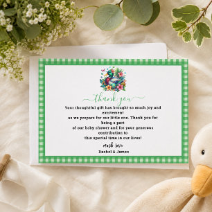 Tarjeta De Agradecimiento Cumpleaños verde acuarela Un Pato Afortunado Niño