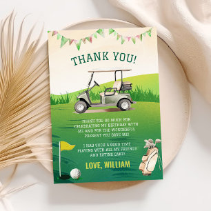 Tarjeta De Agradecimiento Cumpleaños Verde Golf Par-tee 1