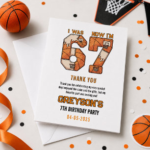 Tarjeta De Agradecimiento Cumplo 7 Años de Baloncesto – Fiesta de Cumpleaños