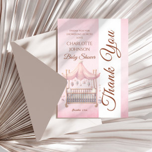Tarjeta De Agradecimiento cuna de bebé rosa vintage regalo de baby shower