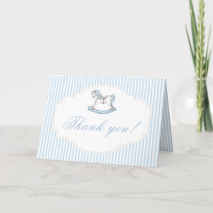 Tarjeta De Agradecimiento Cuna de caballo de balancín azul adorable regalo p