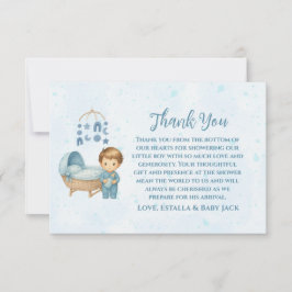 Tarjeta De Agradecimiento Cuna móvil azul cúbica cuna Baby Shower