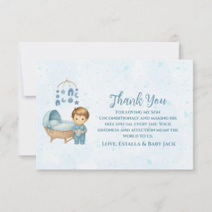 Tarjeta De Agradecimiento Cuna móvil cúbica azul lindo Baby Shower