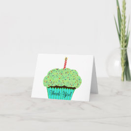 Tarjeta De Agradecimiento Cupcake de Cumpleaños con Glaseado Verde