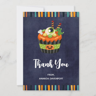 Tarjeta De Agradecimiento Cupcake de Halloween lindo y espeluznante con un g
