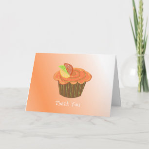 Tarjeta De Agradecimiento Cupcake de Naranja Gracias