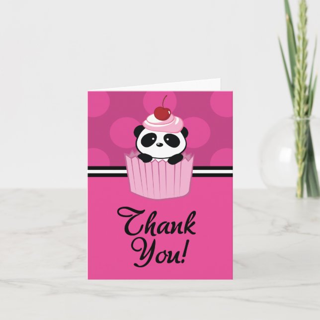Tarjeta de agradecimiento Cupcake Panda (Anverso)