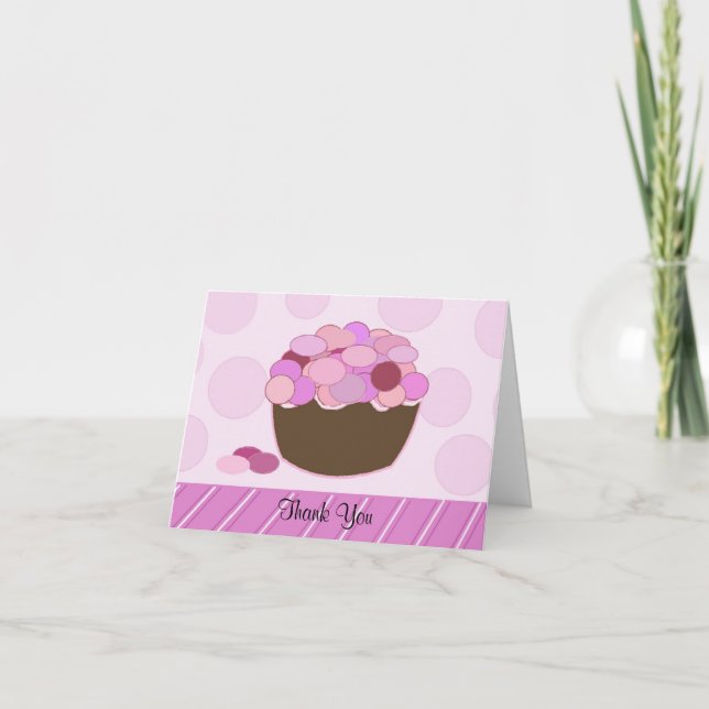 Tarjeta De Agradecimiento Cupcake Smartie Gracias (Anverso)