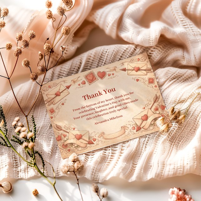 Tarjeta De Agradecimiento Cupid Love Letters Valentine Party (Subido por el creador)