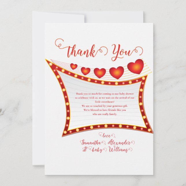 Tarjeta De Agradecimiento Cupid's Little Secret Valentine Baby Shower (Anverso)