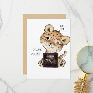 Tarjeta De Agradecimiento Curiosa foto de ultrasonido niño Gracioso Gracias