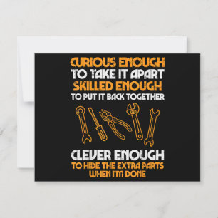 Tarjeta De Agradecimiento Curioso Suficiente Para Desmontarlo Coche Auto Gar