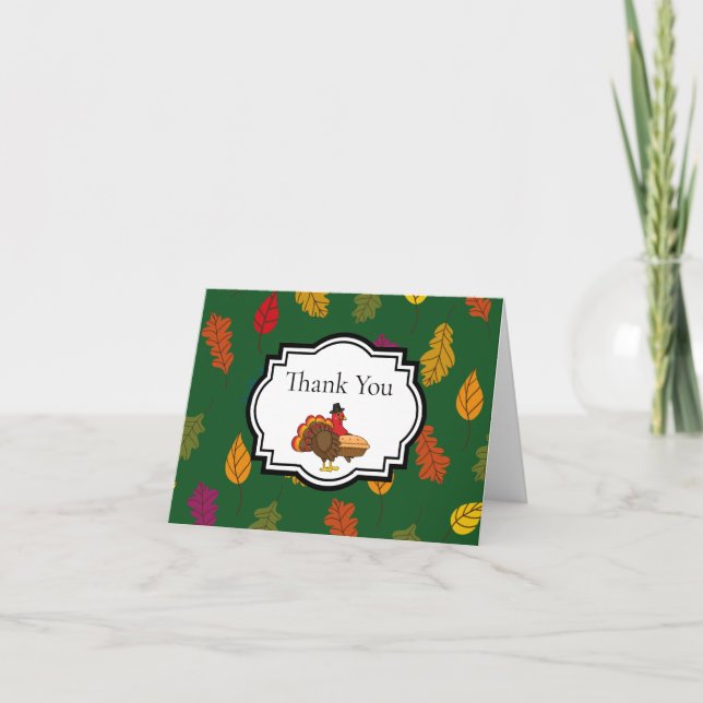 Tarjeta De Agradecimiento Curso de acción de gracias de calabaza de Turquía  (Anverso)