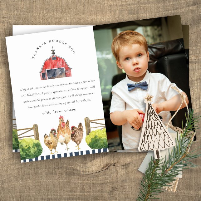 Tarjeta De Agradecimiento Curte Rustic Red Barn Chicken Farm Foto Cumpleaños (Subido por el creador)