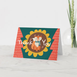 Tarjeta De Agradecimiento Curte Woodland Forest Winter Fox