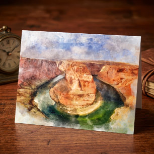 Tarjeta De Agradecimiento Curva del Herradura Acuarela Paisaje del Gran Cañó