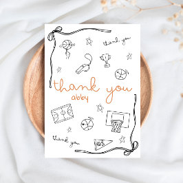 Tarjeta De Agradecimiento Custom Basketball Thank you Card Doodle