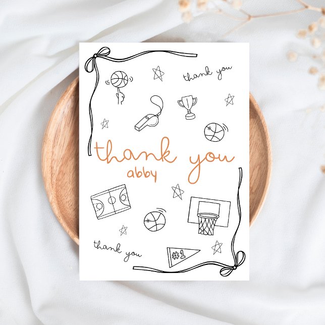 Tarjeta De Agradecimiento Custom Basketball Thank you Card Doodle (Subido por el creador)