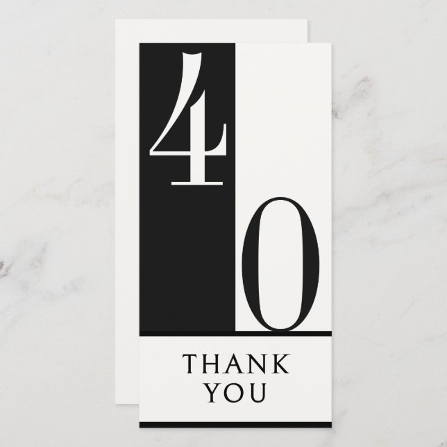 Tarjeta De Agradecimiento Custom Birthday Black and White Minimalist (Anverso / Reverso)