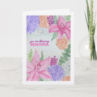 Tarjeta De Agradecimiento Custom Blooming Beautiful Watercolour Folded Card