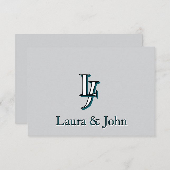 Tarjeta De Agradecimiento Custom Couple Initials and Names Flat Card (Anverso / Reverso)