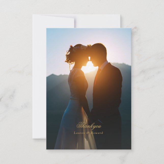Tarjeta De Agradecimiento custom elegant photo wedding (Anverso)